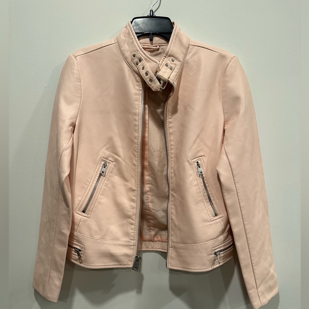 Ladies Levi Biker Jacket In Powder Pink